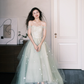Classy A Line Sweetheart Neck Floral Green Tulle Prom Dress Party Dresses SH4595