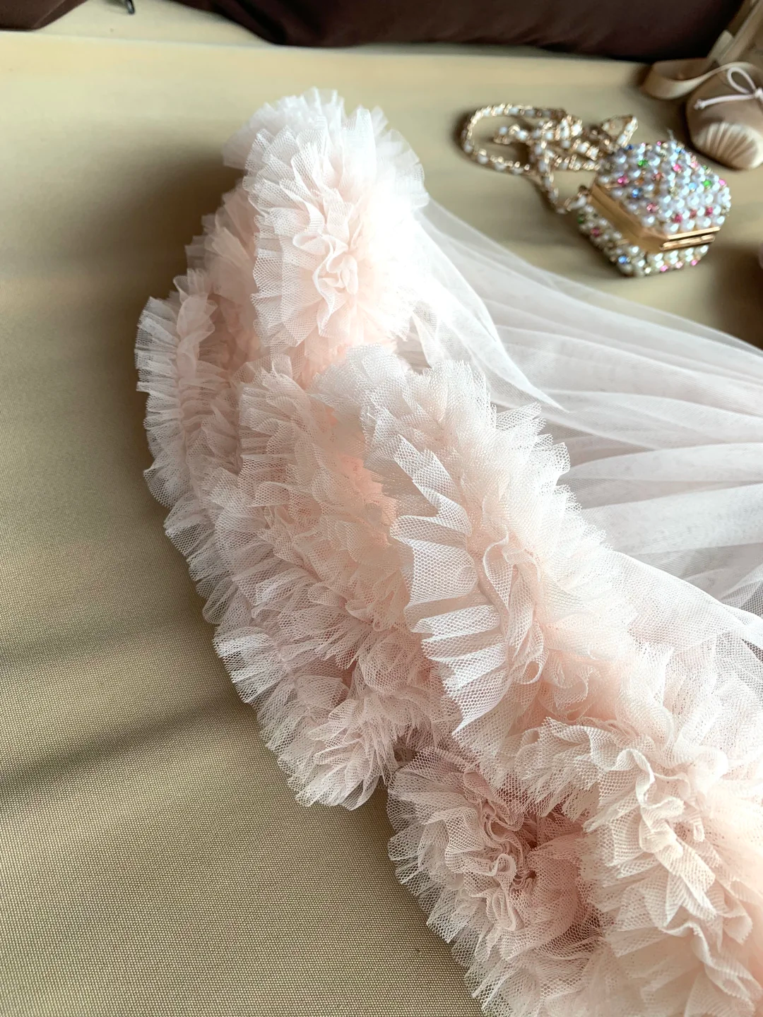 Light Pink A Line Strapless Bow Tulle Short Prom Dress Homecoming Dress SH5840