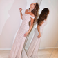 Nude Pink Sequins Off-The-Shoulder Sleeveless Long Mermaid Prom Dress With Beaded SH8988