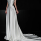 Simple Classic A Line Straps White Satin Long Sweep Wedding Dress SH5228