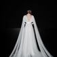 Flowy White Tulle A Line Long Sleeve High Neck Wedding Dress SH5972