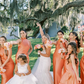 Elegant Sheath Halter Orange Satin Open Back Long Bridesmaid Dress Graduation Prom Dress SH2593