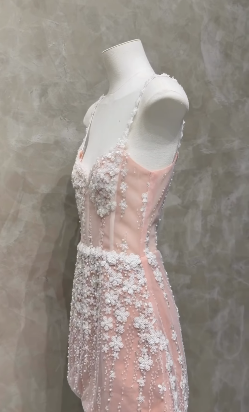 Exquisite White A Line Spaghetti Strap Beaded Sequin Tulle Short Homecoming Dress SH4785