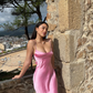 Pink Spaghetti Strap Long Prom Dress SH865