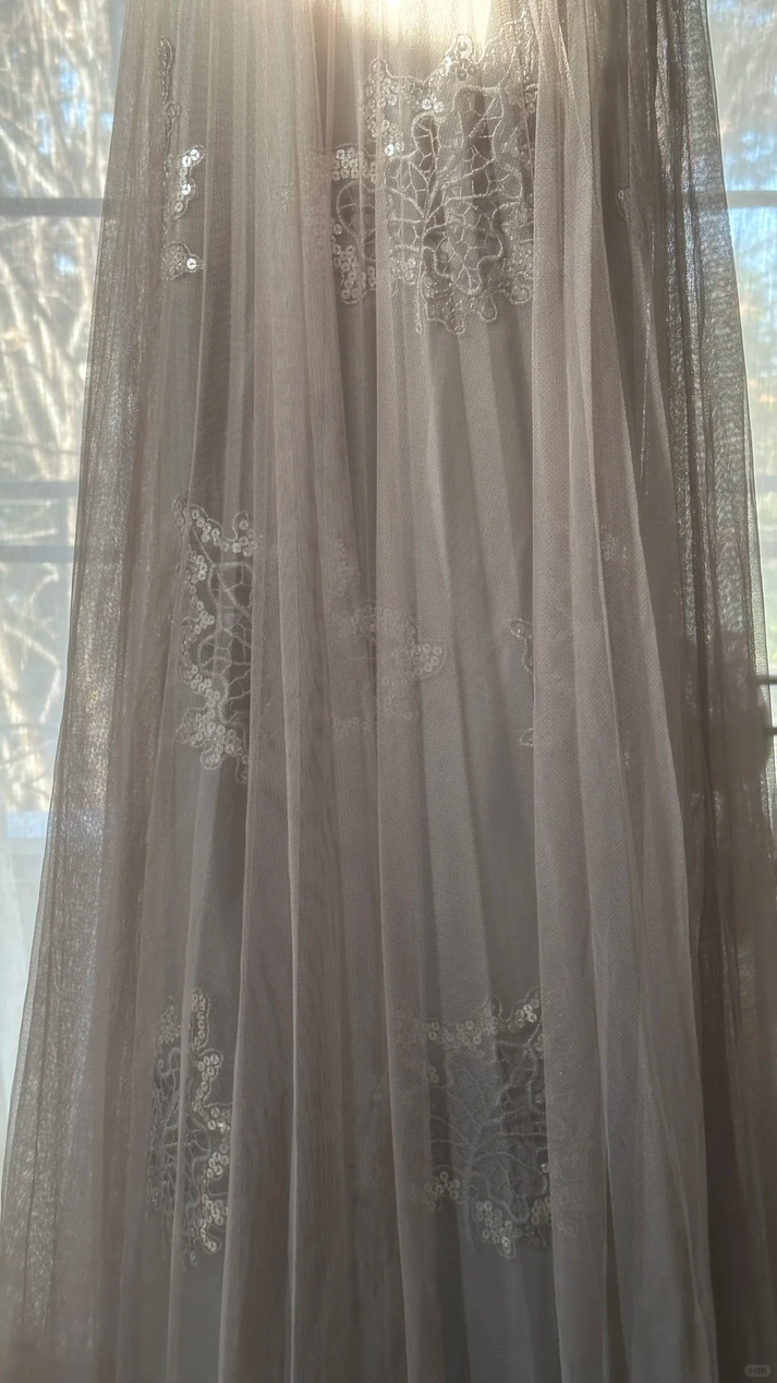 A Line Purple Off the Shoulder Long Sleeves Tulle Appliques Prom Dress LBQB3780 main image 1