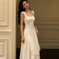 White Elegant Irregular Hem Long Prom Dress  SH761