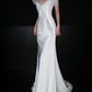 Elegant Stunning Sheath One Shoulder Flowy Tulle Satin Long Wedding Dress SH6625
