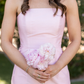 Simple Pink Sheath Strapless Satin Long Bridesmaid Dress SH6308