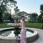 Romantic A Line Spaghetti Strap Print Floral Chiffon Prom Dress Outfits SH4486