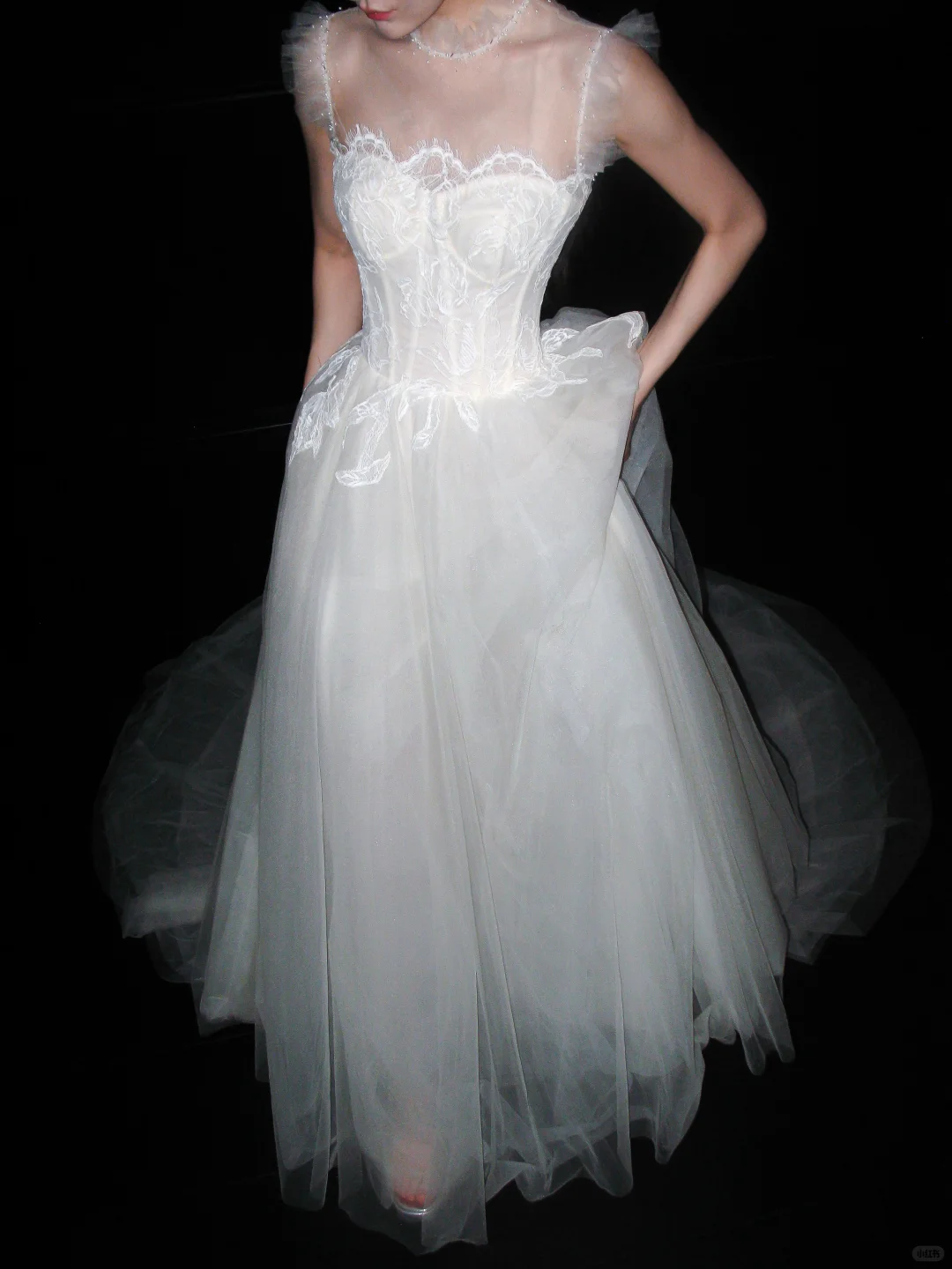 New A Line High Neck White Lace Tulle Long Wedding Dress SH8919