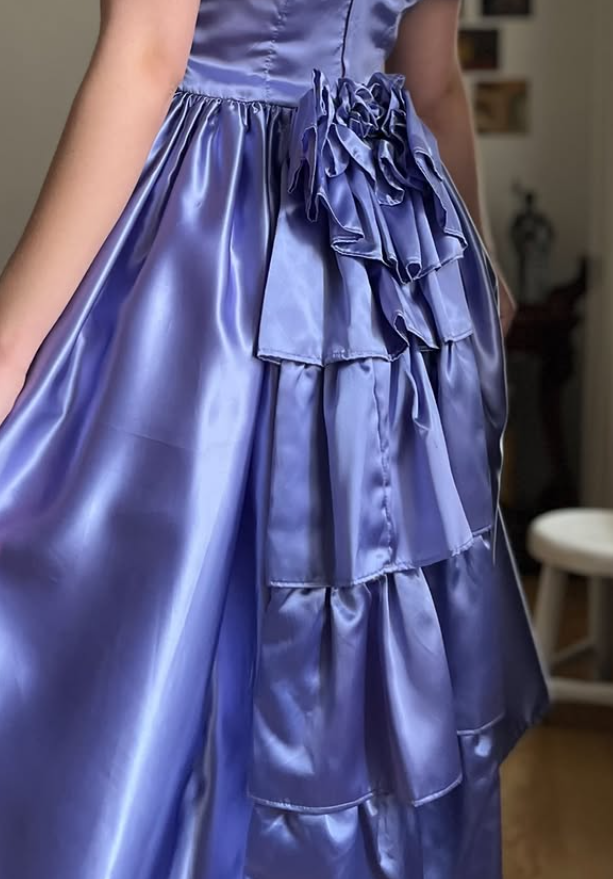 Vintage Purple A Line Off the Shoulder Satin Prom Dress Evening Dress Date Dress SH5637