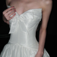 Cute A Line Sweetheart Neck Bow White Satin Long Wedding Dress SH4932