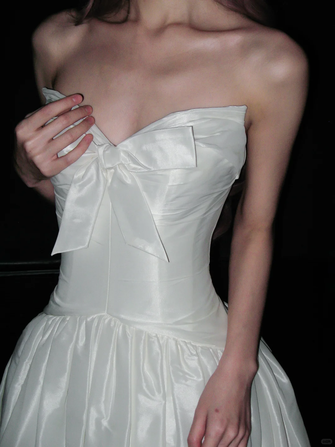 Cute A Line Sweetheart Neck Bow White Satin Long Wedding Dress SH4932