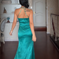 Stunning Vintage Mermaid Halter Beaded Chiffon Satin Prom Dress SH5176