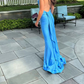 Sexy Blue Mermaid Prom Dresses,Open Back Long Evening Party Dress SH666