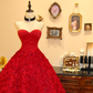 Stunning Ball Gown Sweetheart Neck Floral Satin Tulle Prom Dress Evening Dress SH7361