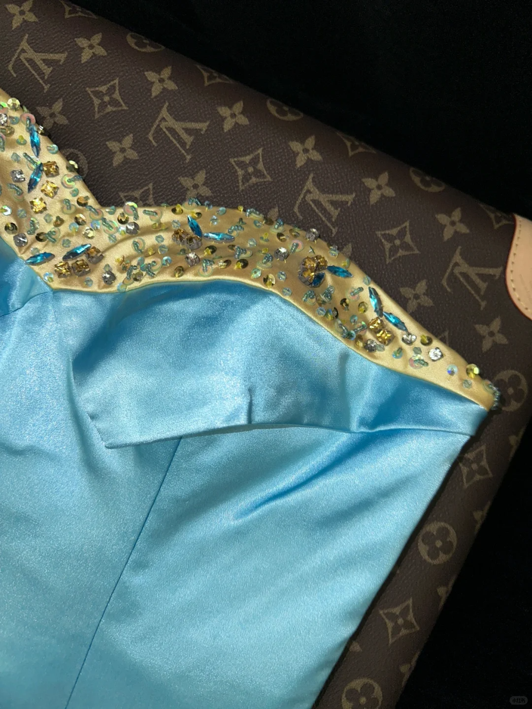 Retro Mermaid Sweetheart Neck Beaded Yellow Blue Satin Prom Dress Evening Dress SH3178