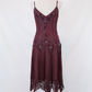 Vintage Green Spaghetti Straps Beaded Chiffon Tea Length Prom Dress SH1017