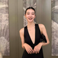 Classic Black A Line Halter Satin Open Back Prom Dress Evening Dress SH4375