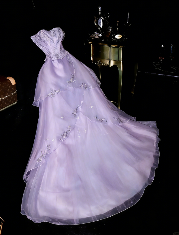 Blue Princess A Line Sweetheart Neck Beaded Layered Organza Prom Dress Wedding Guest Dress SH4538
