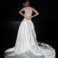 Stunning A Line Halter White Satin Backless Long Wedding Dress SH5980