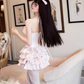 Gentle A Line Halter Light Pink Layered Satin Short Homecoming Dress SH3259