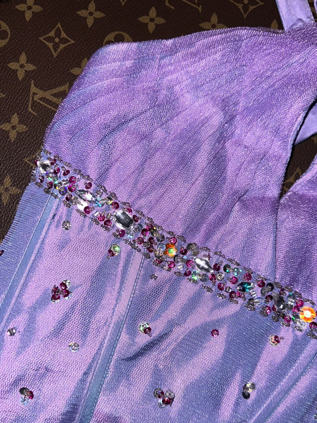 Stunning A Line Halter Beaded Sequin Purple Satin Tulle Long Party Dress Evening Dress SH3136