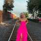Hot Pink Strapless Tulle Layered Slit Evening Dress Long Prom Dress Party Dress SH1134