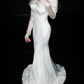 Elegant Mermaid Long Sleeve White Satin Long Sweep Wedding Dress SH5227