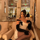 Sexy Black Bow Sheath Straps Corset White Satin Prom Dress Evening Dress with Slit SH5525