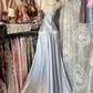 Grey Vintage A Line Sweetheart Neck Pleated Satin Graduation Prom Dress SH5372