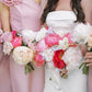 Pink One Shoulder Sheath Flower Sleeveless Satin Long Bridesmaid Dress SH6284