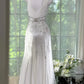Gentle Mermaid V Neck Shiny Rhinestone White Chiffon Prom Dress Date Dress SH4329