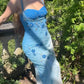 Gorgeous Sheath Strap Beaded Blue Ombre Chiffon Prom Dress Graduation Prom Dress SH2613