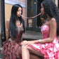 Cute Sheath Sweetheart Neck Appliques Ruffle Satin Prom Dress Evening Dress SH2346