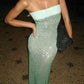 Shiny Romantic Blue Sheath Strapless Sequin Prom Dress Party Dress Evening Dress SH3510
