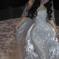 Romantic Exquisite White Mermaid Off the Shoulder Sequin Tulle Long Prom Dress Gown Dress SH3589
