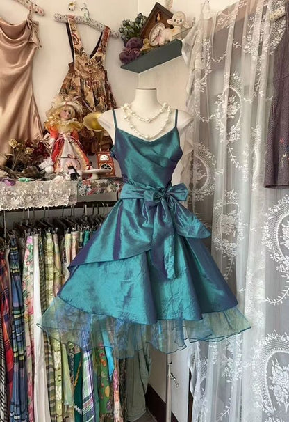 Retro Green Halter-neck Fitted Mini Dress Prom Dress SH6466