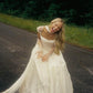Simple Classic White A Line Strap Satin Tulle Long Prom Dress Wedding Dress SH3657