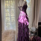 Purple Sheath Strapless Appliques Tiered Chiffon Long Prom Dress Evening Dress SH2505