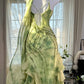 Green A Line Spaghetti Strap Beaded Ruffle Chiffon Short Party Dress Prom Dress SH2612