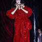 Vintage A Line Puff Sleeve Burgundy Velvet Long Party Dress Evening Dress SH2825