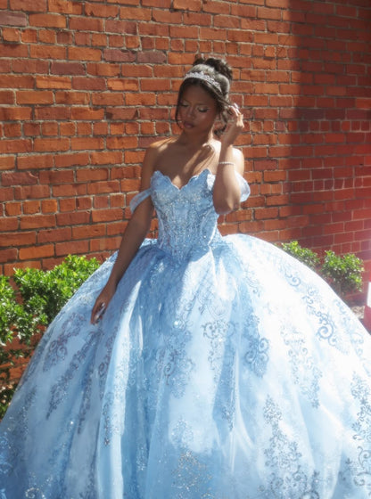 Vintage Ball Gown Off the Shoulder Beaded Sequin Tulle Long Prom Dress Evening Dress SH8339