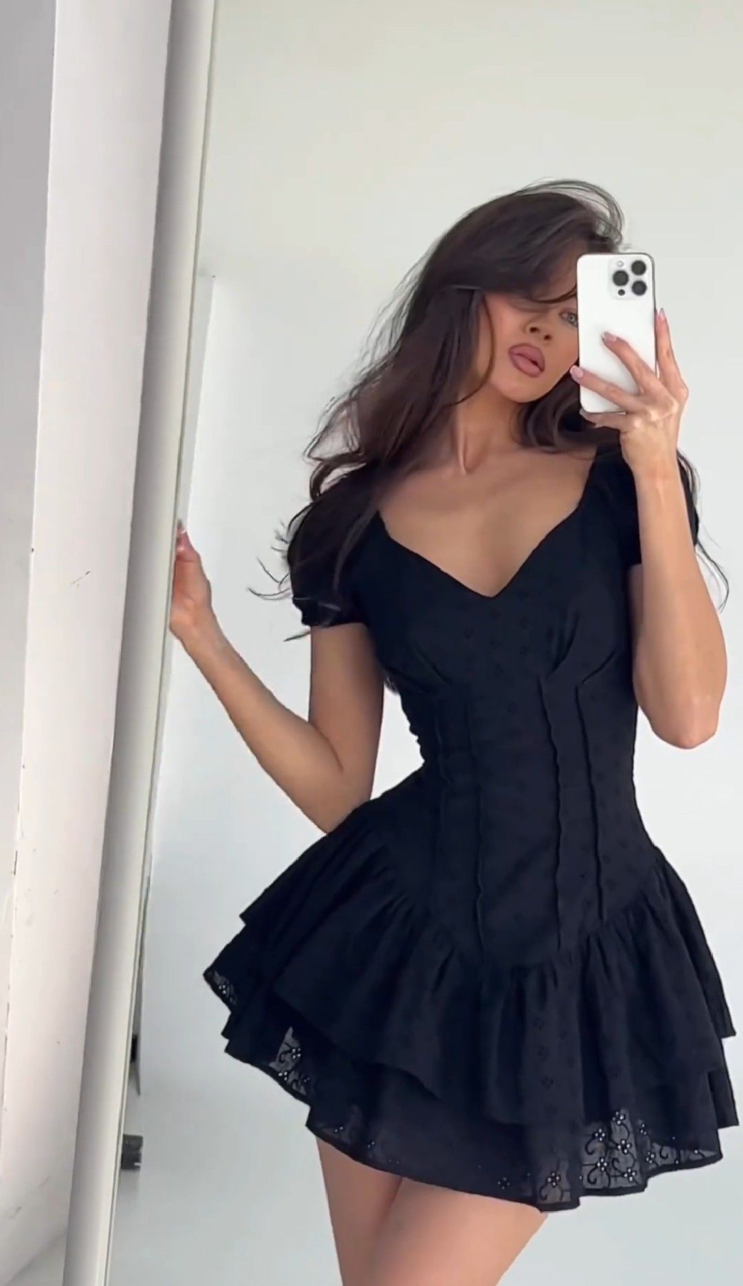 Cute Black A Line V Neck Satin Short Prom Dress Homecoming Dress SH7964