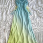 Unique A Line Spaghetti Strap Orange Pink Ombre Chiffon Evening Dress Party Dress SH2678