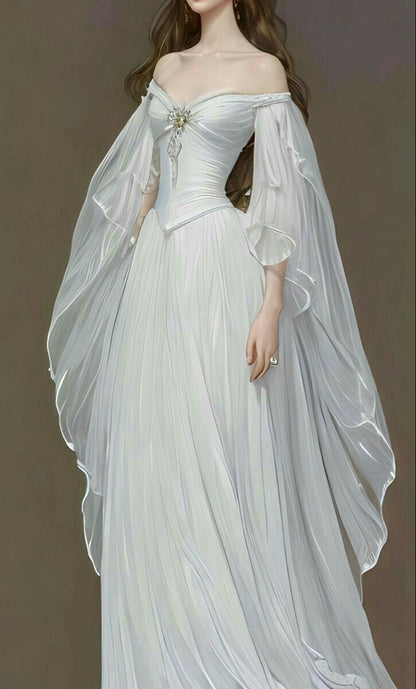 Pretty A Line Long Sleeve Beaded Tulle Prom Dress Evening Dress Birthday Dress SH3653