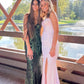Sparkly Straps Mermaid Sequin Backless Prom Dress Evening Dress with Slit SH1722