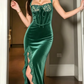 Sexy Slit Velvet Lace Long Prom Dress Evening Dress SH900