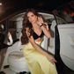 Unique Sheath Straps Yellow Black Satin Long Prom Dress Evening Dress SH3828