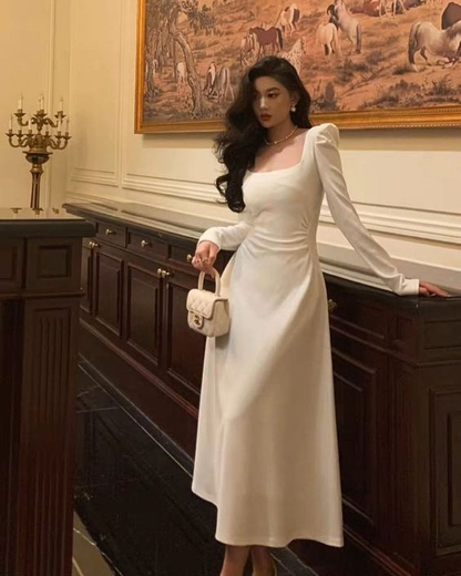 Sexy A Line Long Sleeves White Prom Dress SH1258